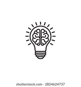 Creative illustration light bulb with brain inside symbolizing innovation and ideas