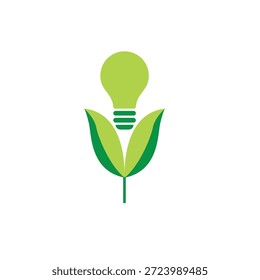 Ilustração criativa de uma lâmpada com broto verde, para conceitos ecológicos.