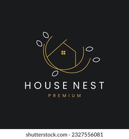 Creative illustration line nest house luxury logo vector