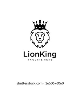 Creative illustration lion head animal with crown logo design vector 
