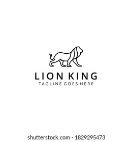 Creative illustration lion king animal silhouette logo design vector emblem template