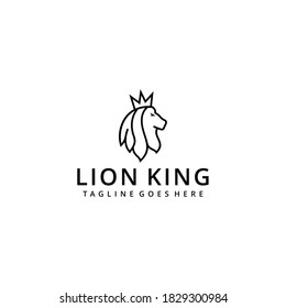 Creative illustration lion king animal silhouette logo design vector emblem template