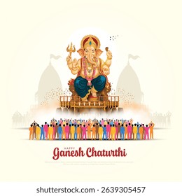 Creative illustration of Lord Ganpati background for Happy Ganesh Chaturthi. festival of India.