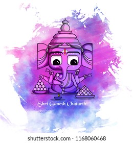   creative illustration of Lord Ganpati on Ganesh Chaturthi with laddu, modak background