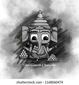   creative illustration of Lord Ganpati on Ganesh Chaturthi with laddu, modak background