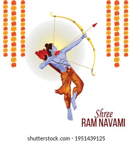 Creative illustration of lord rama and garland flower for happy ram navami