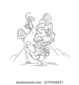 creative illustration of lord shiva, Maha Shivratri Character illustration sitting on floor happily under the sun on a sunny day.