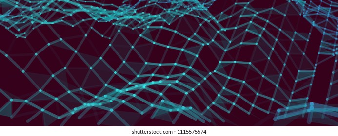Creative illustration with  lowpoly connection structure. Abstract polygonal cybernetic space. Global network worldwide connection. Broken futuristic cyber wireframe . Digital vector illustration.