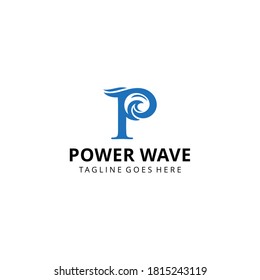 Creative illustration luxury abstract sea water wave with P sign Logo icon Template