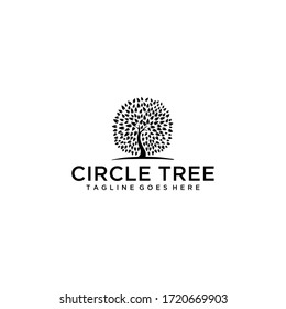 Creative illustration luxury circle Tree nature sign logo design vector template