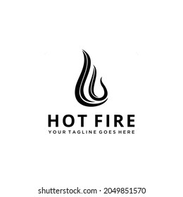 Creative illustration luxury fire flames or hot water design logo icon vector silhouette template