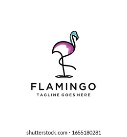 Creative illustration luxury Minimalist flamingo bird logo template.