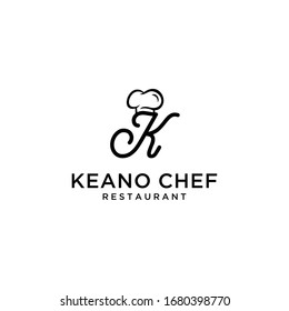 Creative illustration luxury modern Chef hat for restaurant with K sign logo design template.
