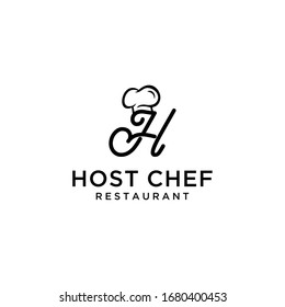 Creative illustration luxury modern Chef hat for restaurant with H sign logo design template.
