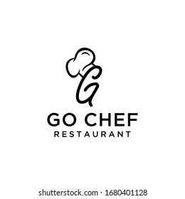 Elegante y lujoso sombrero Chef moderno para restaurante con la plantilla de diseño del logo G.