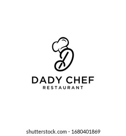 Creative illustration luxury modern Chef hat for restaurant with D sign logo design template.