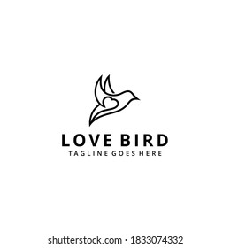 Creative illustration luxury modern fly bird with heart sign logo template vector icon