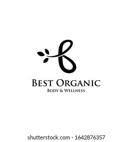 Creative Illustration luxury sign B with leaf logo template design