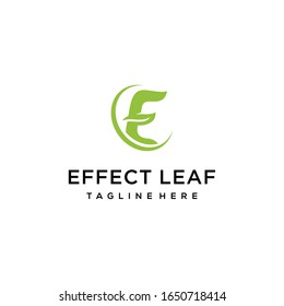 Creative Illustration luxury sign E with leaf logo template design