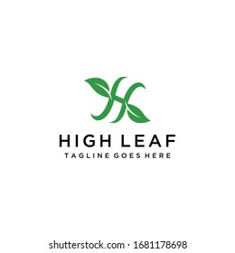 Creative Illustration luxury sign H with leaf logo template design