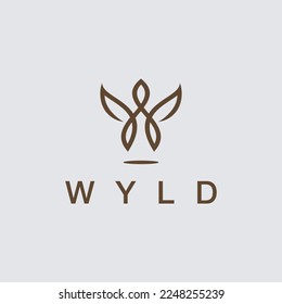 Creative Illustration luxury sign w with leaf logo template design