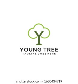 Creative illustration luxury Y Tree nature sign logo design vector template