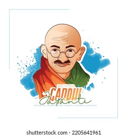 creative illustration of mahatma gandhi vector sketch carecters with indian background.