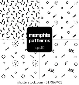 Creative illustration memphis style seamless set patterns