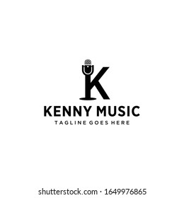Creative illustration Microphone on letter K sign logo design