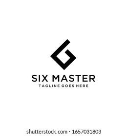 Creative Illustration modern 6 (six)  sign geometric logo design template