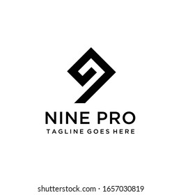 Creative Illustration modern 9 (nine) sign geometric logo design template