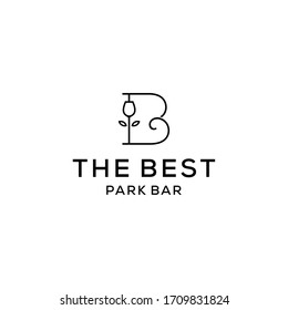 Creative Illustration modern B with wine glass geometric logo design