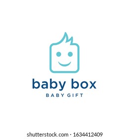 Creative illustration modern Baby gift on box Concept logo design template 