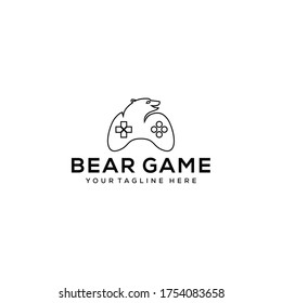 Creative illustration modern Bear with stick game logo design vector 