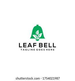 Ilustración creativa campana moderna con la plantilla de diseño del logotipo del signo de hoja