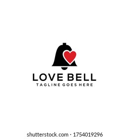 Creative Illustration modern bell with love sign geometric logo design template