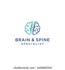 Creative Illustration Modern Brain And Spine Logo Design Template