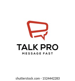 Creative illustration modern bubble talk with P sign logo design vector 