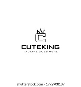 Creative Illustration modern C with crown sign geometric logo design template