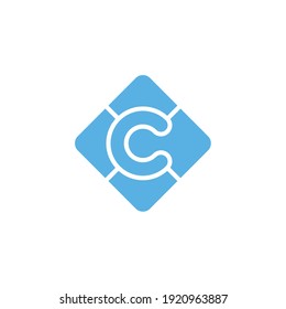 Creative illustration modern C diamond sign geometric logo design template