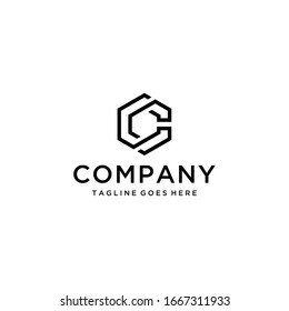 Ilustración creativa plantilla moderna de diseño de logotipo geométrico de signo C
