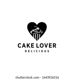 Creative illustration modern cake with heart logo design logo icon vector template