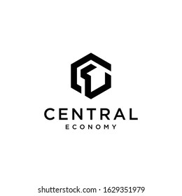 Creative Illustration modern CE hexagon geometric logo design