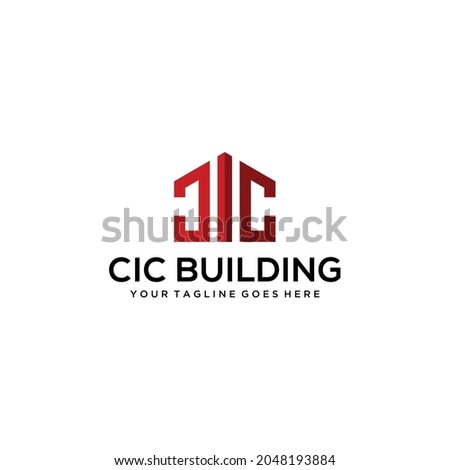 Creative Illustration modern CIC building sign geometric logo design template