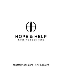 Creative Illustration modern circle HH sign geometric logo design template