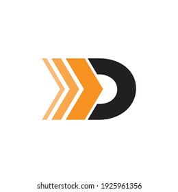 Creative illustration modern D with forward arrow sign geometric logo design template