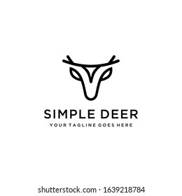 Creative illustration modern deer line art logo design template