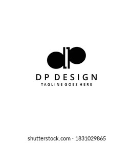 Ilustración creativa plantilla moderna de diseño de logotipo geométrico de signo D, P o P,D