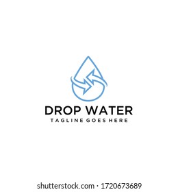 Creative illustration modern drop water with share arrow sign logo design vector template