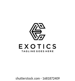 Creative Illustration modern E sign geometric logo design template